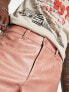 ASOS DESIGN straight leather look trousers in pink