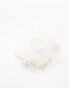 DesignB London pearl embellished organza hair scrunchie in white