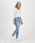 Фото #3 товара Petite Embroidered High-Rise Natural Straight Jeans, Created for Macy's