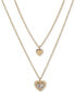 ფოტო #1 პროდუქტის Gold-Tone Crystal Heart Layered Pendant Necklace, 16" + 3" extender