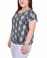 Plus Size Short Flutter Sleeve Top with Studded Neckline