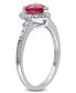 ფოტო #3 პროდუქტის Lab-Grown Ruby (1 ct. t.w.) and Diamond (1/10 ct. t.w.) Heart Halo Ring in Sterling Silver