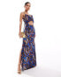 ASOS DESIGN frill detail cami maxi dress in blue zebra print Зебра, L - EU 44-46 - фото #1