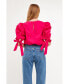 Women's Bow Banded Puff Sleeve Blouse