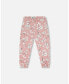 ფოტო #2 პროდუქტის Girl French Terry Sweatpants Pink Jasmine Flower Print - Toddler|Child
