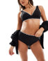 In The Style high waist contrast cross stitch bikini bottom co-ord in black