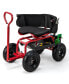 Фото #10 товара Rolling Garden Cart Height Adjustable Scooter with Swivel Seat & Tool Storage