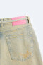 Фото #12 товара Крашеные джинсовые шорты ZARA