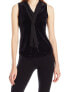 Фото #1 товара T Tahari Women's Lima Knit Sleeveless Top Velvet Tie Neck Black M