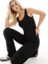 In The Style Petite scoop neck wide leg jumpsuit in black