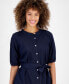 Фото #3 товара Women's Linen-Blend Puff-Sleeve Shirtdress
