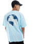 The North Face Globe back print oversized t-shirt in light blue Синий, XL - фото #3