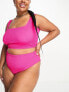 Фото #5 товара ASOS DESIGN Curve mix and match crinkle crop longline bikini top in pop pink