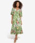 Фото #1 товара Women's Floral-Print Balloon-Sleeve Maxi Dress