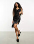 Фото #6 товара Miss Selfridge Petite faux leather mini skirt in black