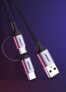 Фото #10 товара 2w1 Kabel przewód w mocnym oplocie USB - microUSB + USB-C 1m 2.4A czarny