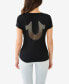 ფოტო #4 პროდუქტის Women's Shorts Sleeve Ombre Crystal Horseshoe V-neck T-shirt