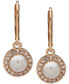 ფოტო #1 პროდუქტის Gold-Tone Pavé & Imitation Pearl Halo Drop Earrings