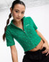 Nicce rue towelling top in green