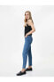 Фото #23 товара Yüksek Bel Slim Fit Kot Pantolon - Mom Jean 4SAL40005MD Bleach