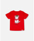 ფოტო #1 პროდუქტის Girl Organic Cotton Top With Flounce Sleeves True Red - Toddler Child