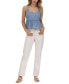 Women's Tie-Back Chambray Babydoll Top