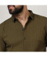 Men's Olive Green Self-Design Striped Shirt