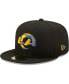 ფოტო #1 პროდუქტის Men's Black Los Angeles Rams Team Logo Color Dim 59FIFTY Fitted Hat