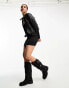 Фото #2 товара Cotton On stretch faux leather moto jacket in washed black