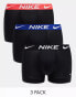 Фото #1 товара Nike Dri-Fit Essential Microfibre briefs 3 pack in black with black/red/blue waistband