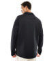 Фото #4 товара ASOS DESIGN scuba polo sweatshirt with zip in black