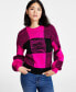 Фото #1 товара Women's Box Plaid Long-Sleeve Pullover Sweater