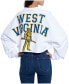 Фото #5 товара Women's White West Virginia Mountaineers Raw Hem Cropped Long Sleeve T-shirt