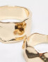 Фото #2 товара ASOS DESIGN pack of 2 rings with wide molten design in gold tone