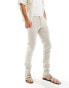 ASOS DESIGN smart skinny fit linen blend trousers in stone