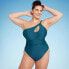 Фото #1 товара Women's One Shoulder Twist One Piece Swimsuit - Shade & Shore Green 20