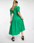 Фото #4 товара Influence Petite button through midi dress in green