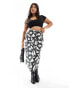 Yours bias cut midi skirt in abstract print