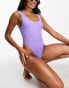 River Island crinkle textured swimsuit in lilac