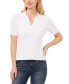 Women's Short-Sleeve Rib-Knit Polo Sweater