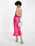 ASOS DESIGN Tall – Midikleid in Pink mit Wasserfallausschnitt und Wickel-Taillenband