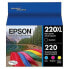 Фото #1 товара Epson 220XL Black, 220 C/M/Y Combo 4pk Ink Cartridges - Black, Cyan, Magenta,