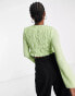 Фото #8 товара The Frolic shirred fluted sleeve crop blouse in sap green