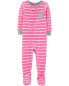 Baby 1-Piece Striped 100% Snug Fit Cotton Footie Pajamas 24M