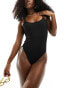 Cotton On thin strap low scoop cheeky swimsuit black