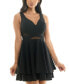 Juniors' Illusion-Waist Glitter A-Line Dress