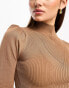 Фото #3 товара River Island puff sleeve knit top with button detail in camel