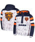ფოტო #1 პროდუქტის Men's White, Navy Chicago Bears Thursday Night Gridiron Raglan Half-Zip Hooded Jacket