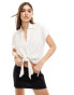 Фото #1 товара New Look linen look tie front shirt in off white