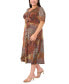 ფოტო #2 პროდუქტის Plus Size Printed V-Neck Button-Front Jersey Dress